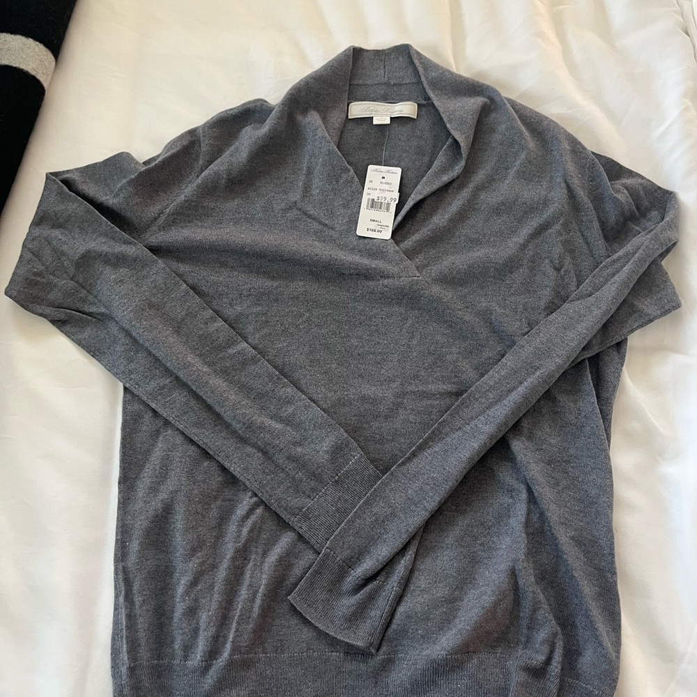 Brooks Brothers V-Neck Sweater in Charcoal